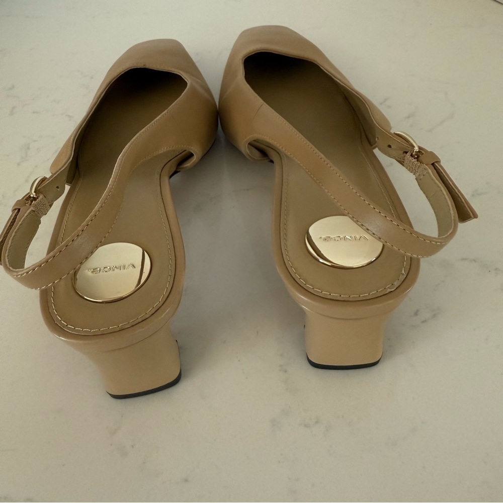 New Vince Hart square toe slingback nude leather heels size: 6 - Picture 3 of 5